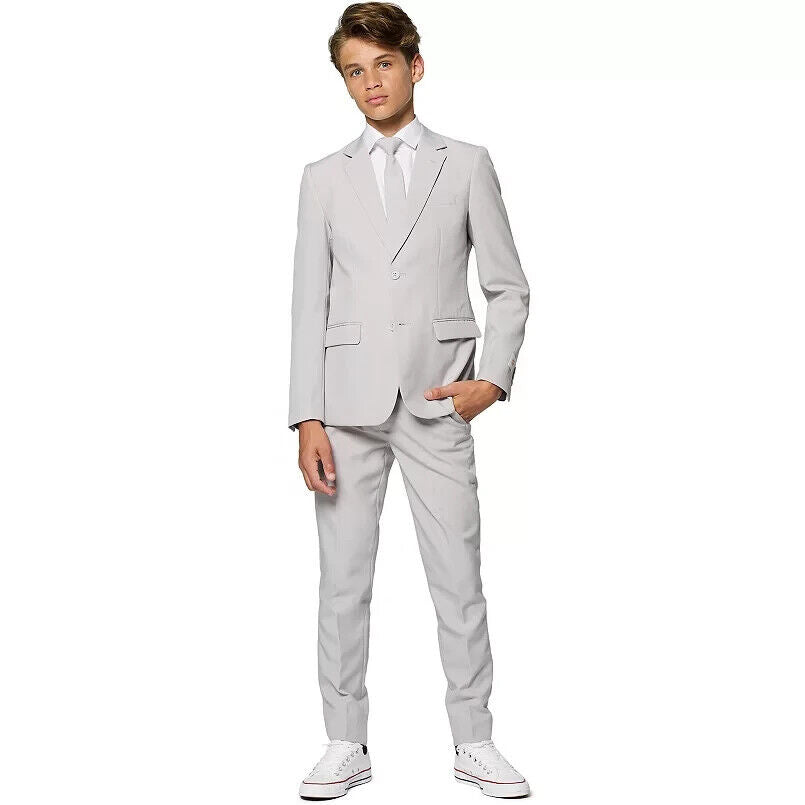 Boys 10-16 OppoSuits Groovy Grey Solid Suit, US12