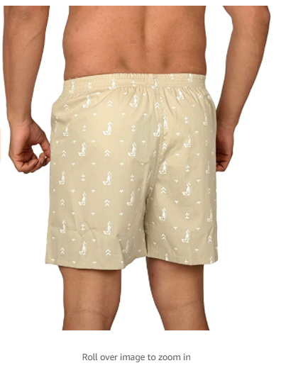 The Cotton Company Men's Cotton Boxers (Pack of 3) Grey, Navy & Beige Medium