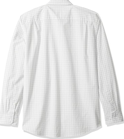 Amazon Essentials Men's Regular-Fit Long-Sleeve Casual Poplin Shirt Grey Check L
