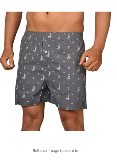 The Cotton Company Men's Cotton Boxers (Pack of 3) Grey, Navy & Beige Medium