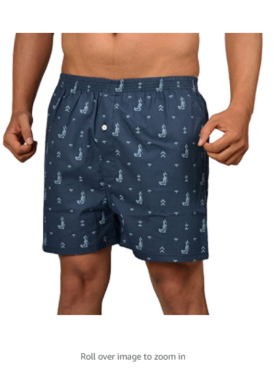 The Cotton Company Men's Cotton Boxers (Pack of 3) Grey, Navy & Beige Medium