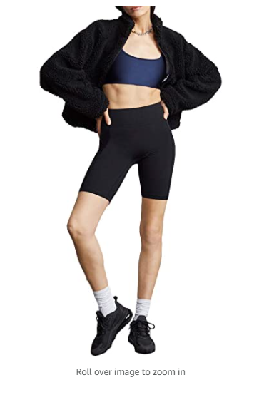 Bandier x All Access Center Stage Pocket Biker Short, Black, S