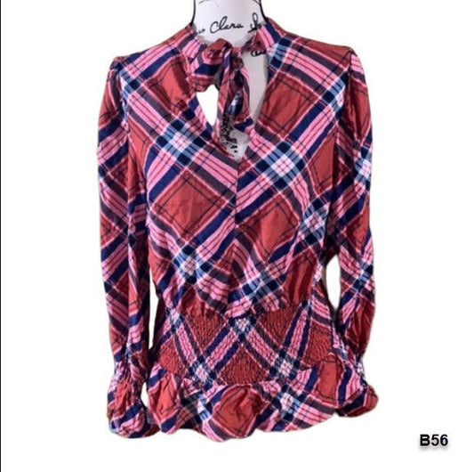 Ella Moon Red Navy Top ~ NWT ~ B56
