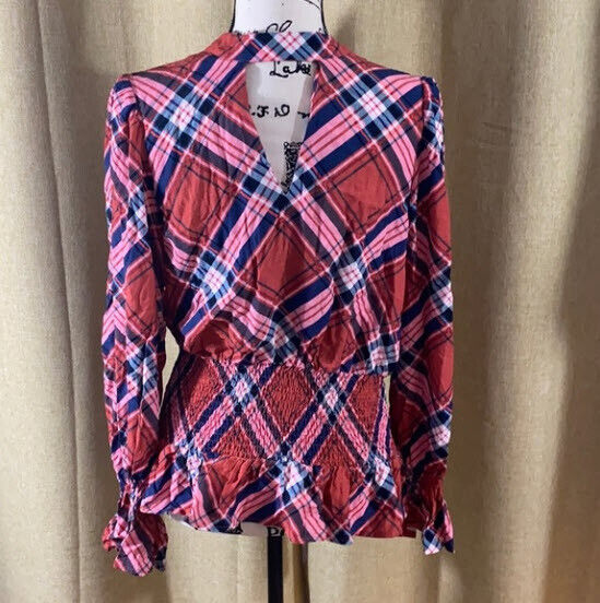 Ella Moon Red Navy Top ~ NWT ~ B56