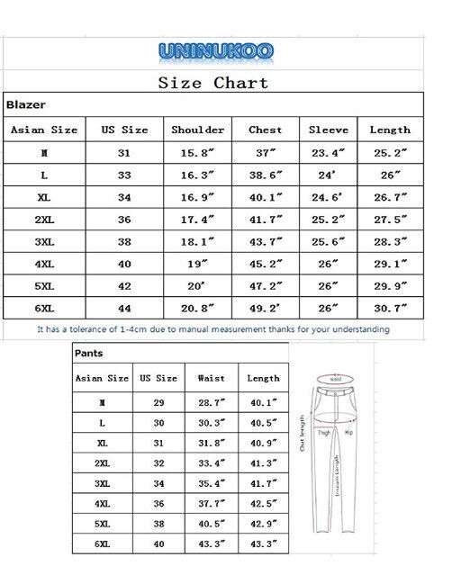 UNINUKOO Mens Two Piece Groom Wedding Formal Dinner Dance Party Skinny Suit M/29