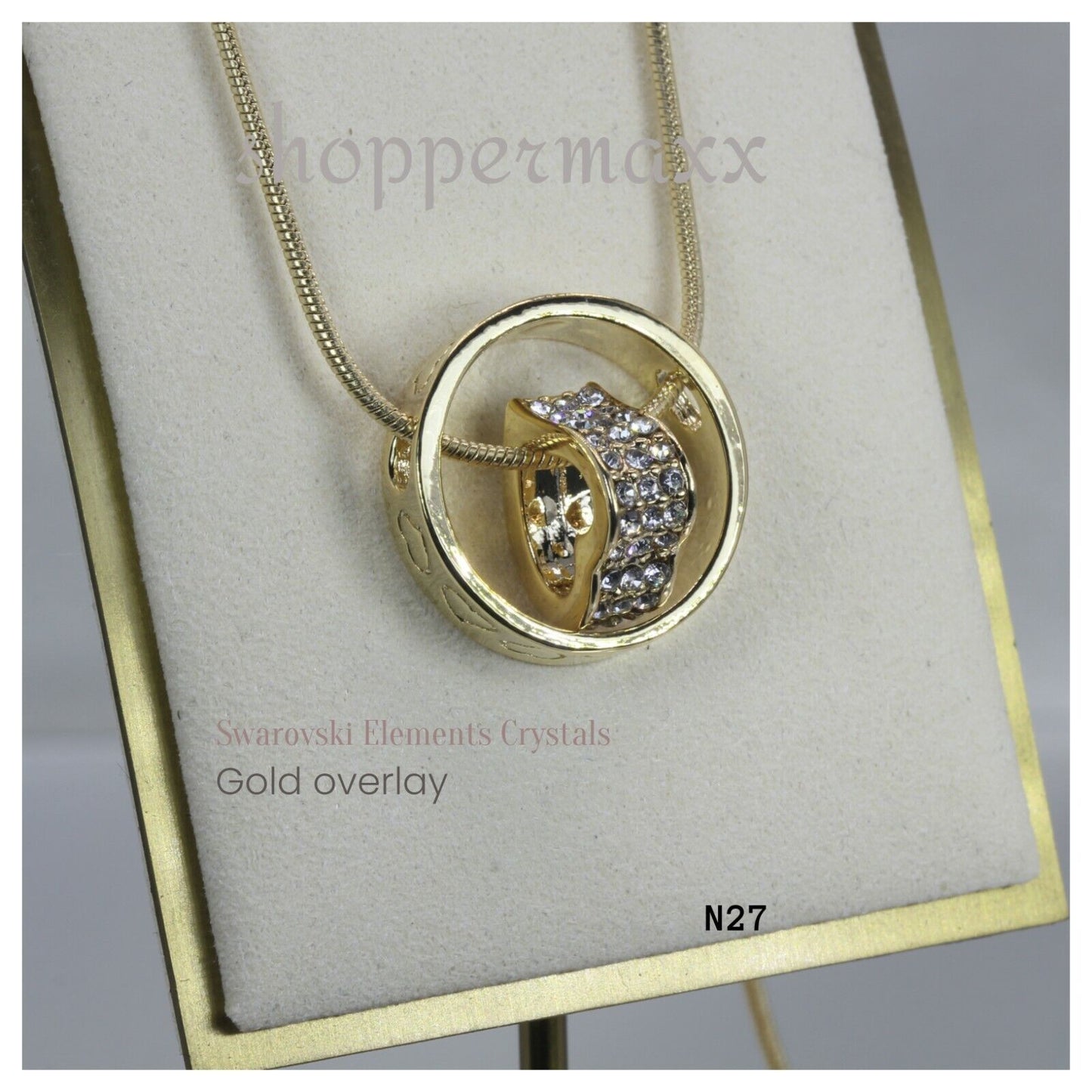 Swarovski Elements Love for Each other Heart inside Ring Pendant Necklaces Gold