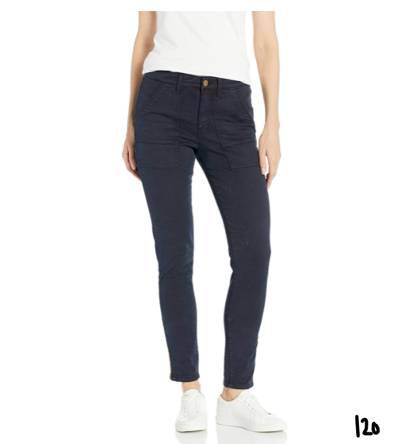Daily Ritual Women's Stretch Twill High-Rise Ankle-Zip Utility Pant, Navy 8
