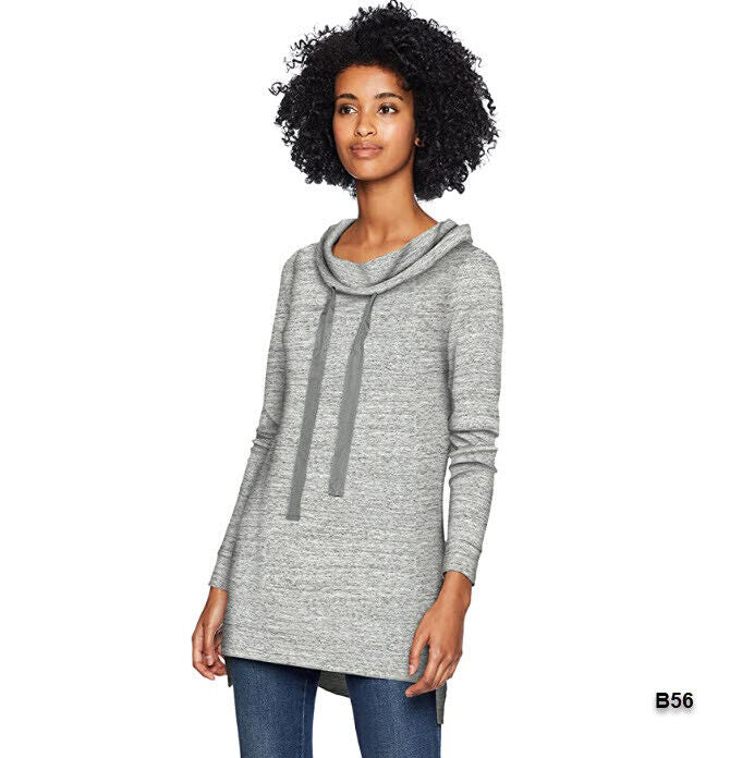 Daily Ritual Women's Supersoft Terry Funnel-Neck Tunic Heather Grey Spacedye S