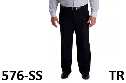 Big & Tall Haggar® Iron-Free Premium Khaki Classic-Fit Pleat Pants Black 32Wx32L