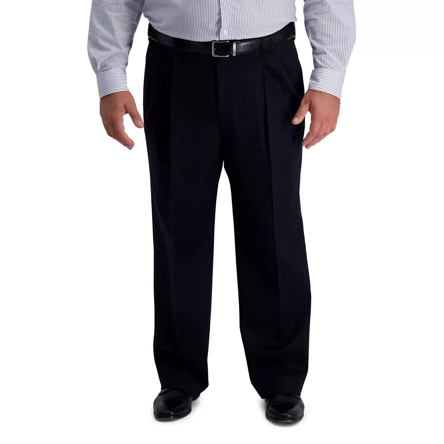 Big & Tall Haggar® Iron-Free Premium Khaki Classic-Fit Pleat Pants Black 32Wx32L