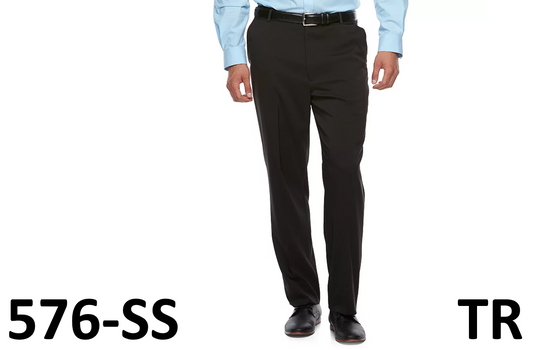 Big & Tall Van Heusen Traveler Premium Non-Iron Stretch Dress Pant Black 54WX30L