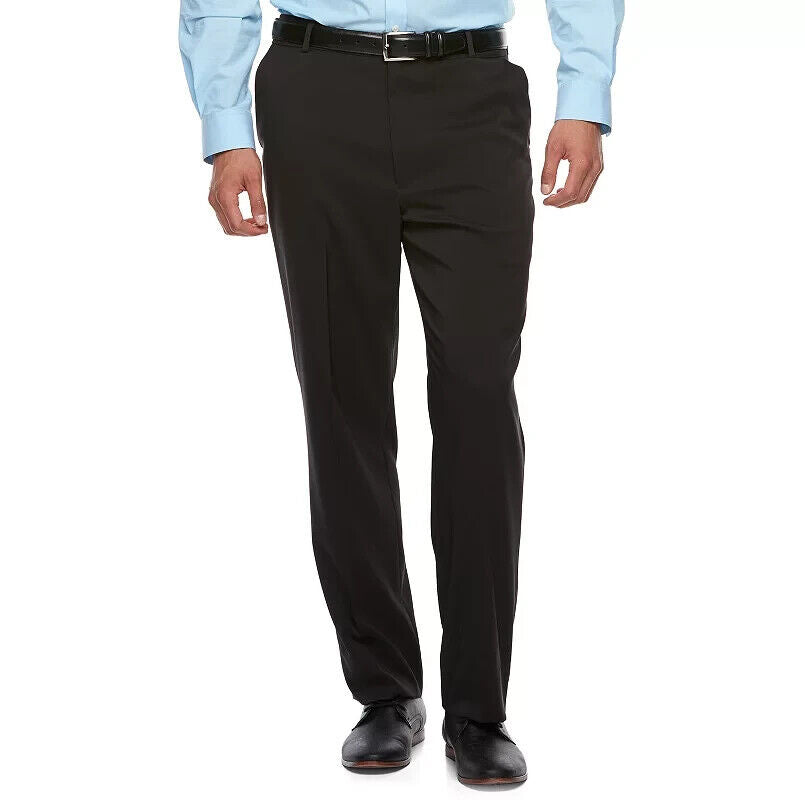Big & Tall Van Heusen Traveler Premium Non-Iron Stretch Dress Pant Black 54WX30L