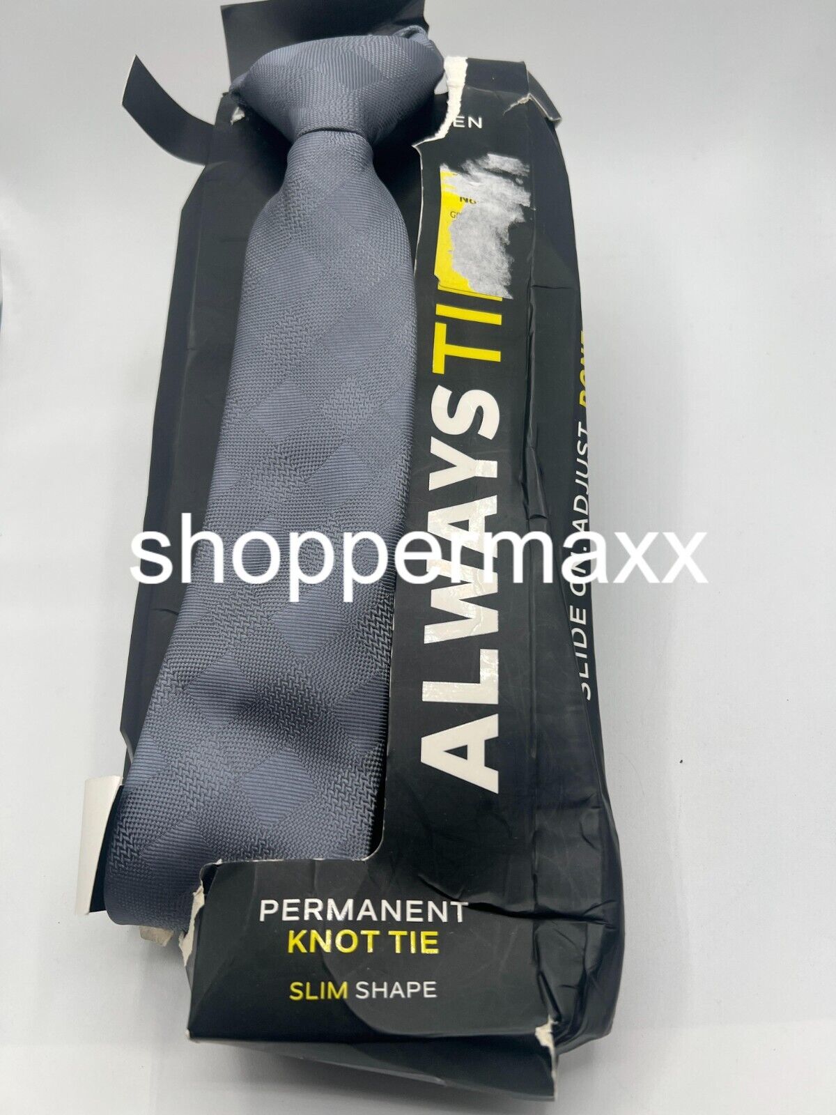 Van Heusen Men's Permanent Knot Tie Slim Shape, Grey, One Size