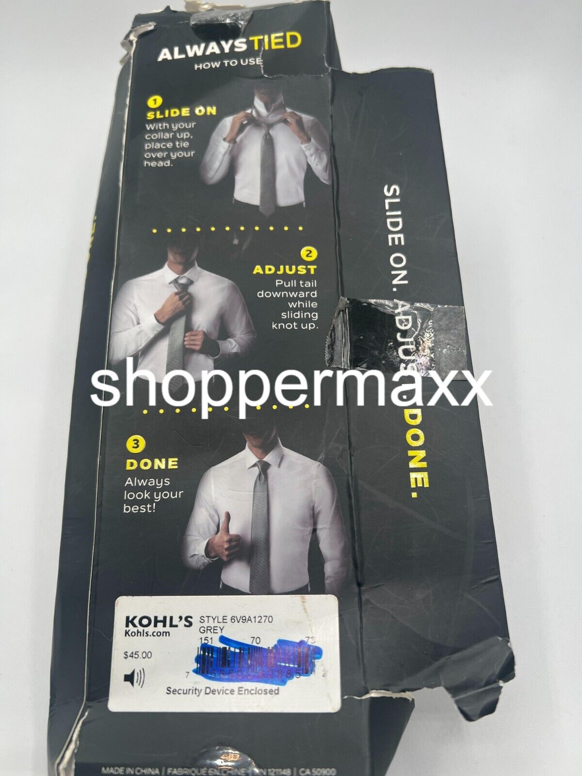 Van Heusen Men's Permanent Knot Tie Slim Shape, Grey, One Size