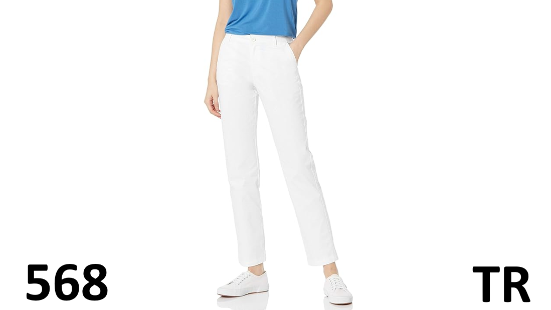 Amazon Essentials Women's Classic Straight-Fit Stretch Twill Chino Pant White 18