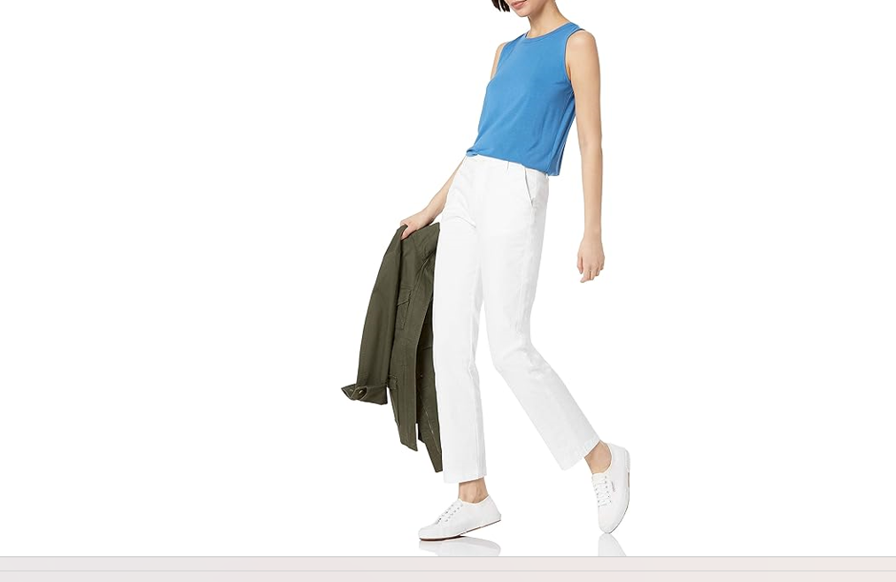 Amazon Essentials Women's Classic Straight-Fit Stretch Twill Chino Pant White 18