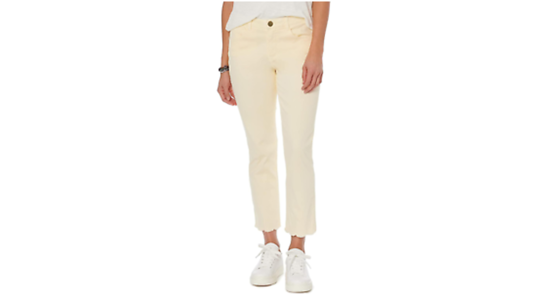 Democracy Women's Ab Solution Scallop Edge Jeans, Lemon Lush, Size 14