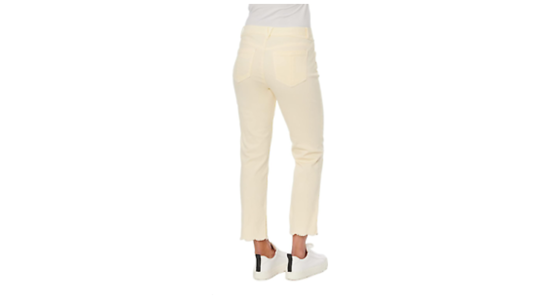 Democracy Women's Ab Solution Scallop Edge Jeans, Lemon Lush, Size 14