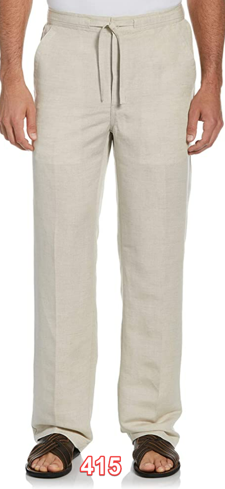 Cubavera Men's Blend Pants with Drawstring, Natural Linen XL/30 Inseam