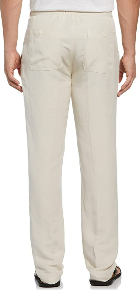 Cubavera Men's Blend Pants with Drawstring, Natural Linen XL/30 Inseam