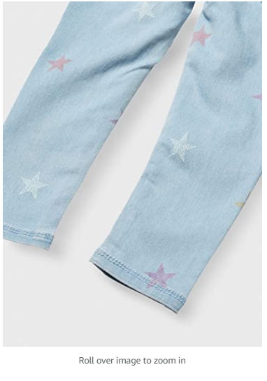 Essentials Girls' 2-Pack Super-Stretch Woven Jeggings, Stars/Dark Wash, L(10)