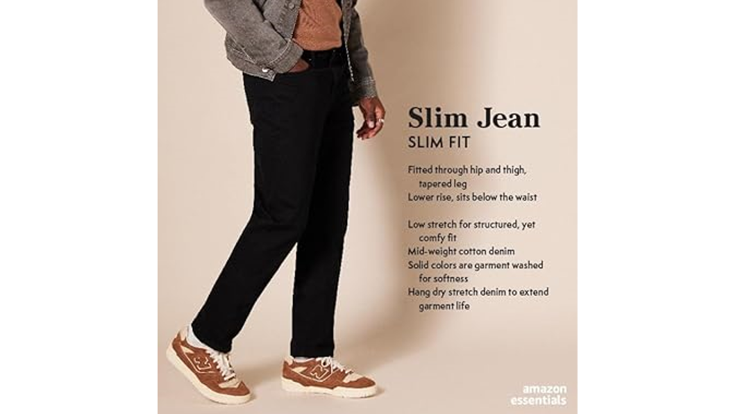 Amazon Essentials Men's Slim-Fit Jeans, BLACK, 29WX30L