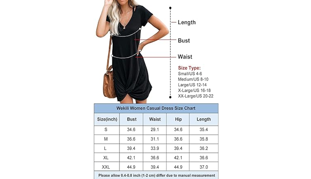 WEKILI Women's Casual Loose Beach Cover Up V-Neck Short Sleeve Dress, Black, XXL