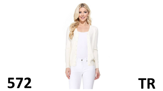 YEMAK Women's Long Sleeve V-Neck Button Down Soft Knit Cardigan Sweater, White S