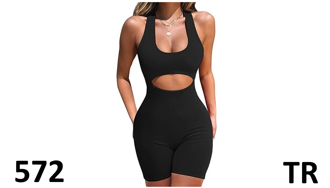 ZileZile Women Sexy Bodycon Cut Out Sleeveless Tank Top One Piece Shorts Black S