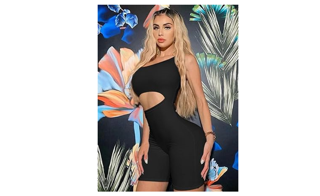 ZileZile Women Sexy Bodycon Cut Out Sleeveless Tank Top One Piece Shorts Black S