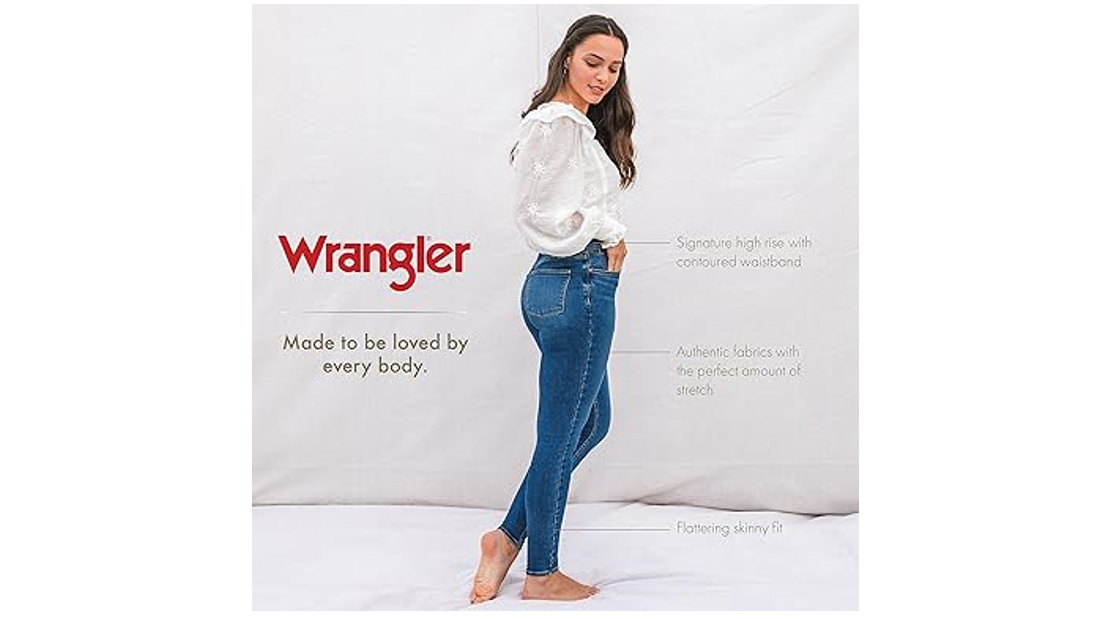 Wrangler Women's High Rise Unforgettable Skinny Jeans, Bright White, 14