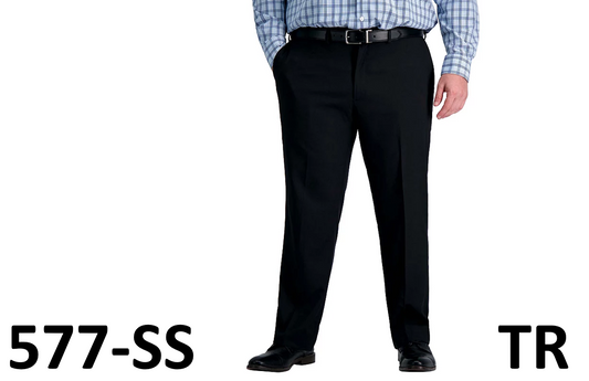 Big & Tall Haggar Premium Comfort Straight-Fit Flat-Front Dress Pant Black 38x30