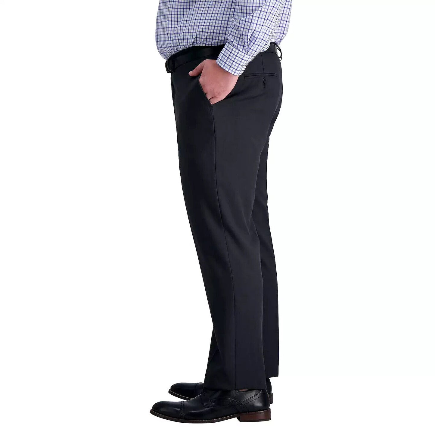 Big & Tall Haggar Premium Comfort Straight-Fit Flat-Front Dress Pant Black 38x30
