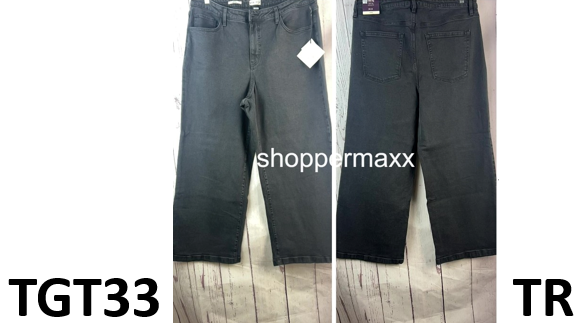 Women's High-Rise Wide Leg Jeans - Ava & Viv, Charcoal Gray, Size- 18