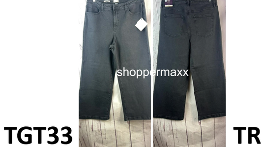 Women's High-Rise Wide Leg Jeans - Ava & Viv, Charcoal Gray, Size- 18