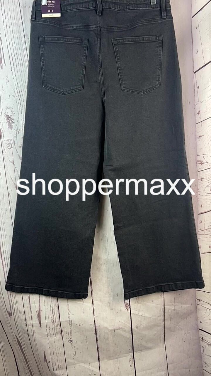 Women's High-Rise Wide Leg Jeans - Ava & Viv, Charcoal Gray, Size- 18
