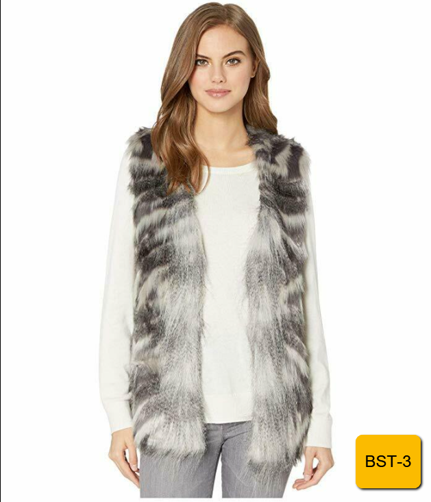 Cupcakes and Cashmere Vivianna Faux Fur Vest - Women's Size M - Grey NEW $138