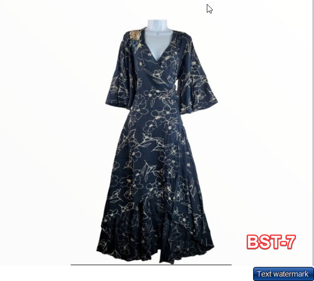 Tribal Midi Navy Floral Flared Sleeve Dress Size M