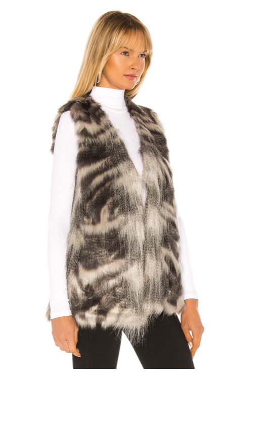 Cupcakes and Cashmere Vivianna Faux Fur Vest - Women's Size M - Grey NEW $138