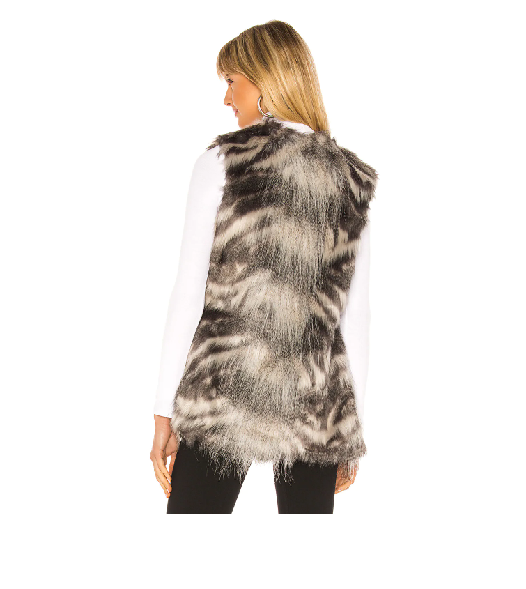 Cupcakes and Cashmere Vivianna Faux Fur Vest - Women's Size M - Grey NEW $138