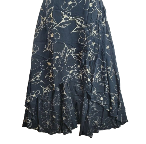 Tribal Midi Navy Floral Flared Sleeve Dress Size M