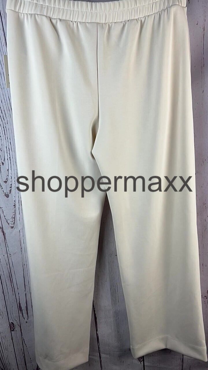 Women's High-Rise Full Jogger Knit Pants - A New Day, Color- Cream, Size- Large