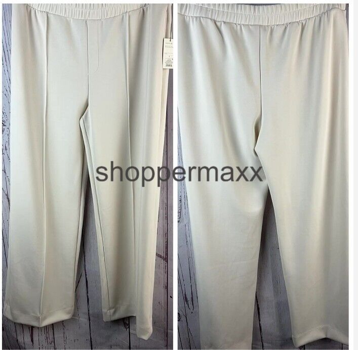 Women's High-Rise Full Jogger Knit Pants - A New Day, Color- Cream, Size- Large