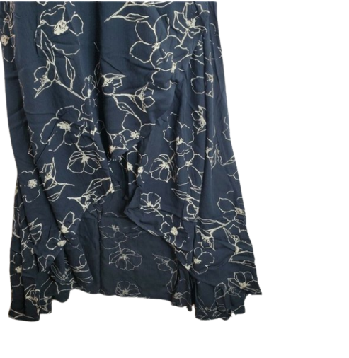Tribal Midi Navy Floral Flared Sleeve Dress Size M
