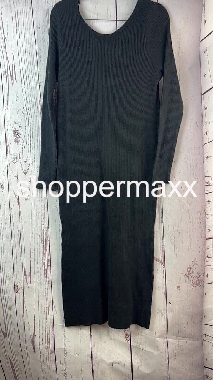 Women's Long Sleeve Midi Sweater Dress - Universal Thread, Black, Size-XX-Large