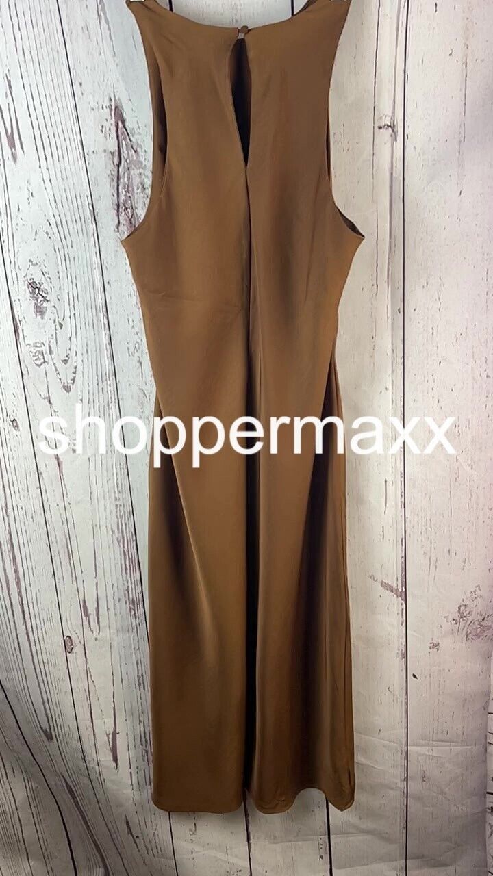 Women's High Neck Slip Dress - A New Day, Color-Brown, Size- Large
