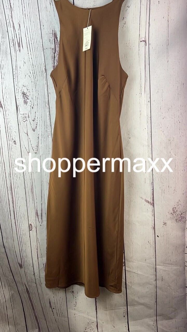 Women's High Neck Slip Dress - A New Day, Color-Brown, Size- Large
