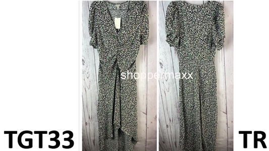 Women's Crepe Short Sleeve Midi Dress - A New Day, Green Floral, Size- Medium