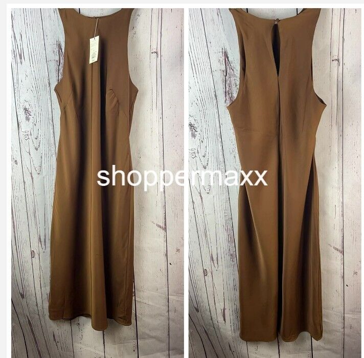 Women's High Neck Slip Dress - A New Day, Color-Brown, Size- Large