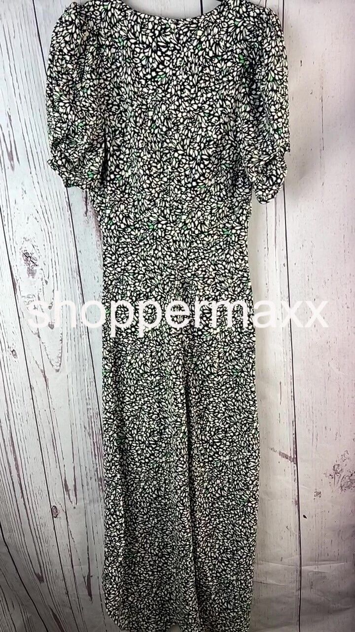 Women's Crepe Short Sleeve Midi Dress - A New Day, Green Floral, Size- Medium